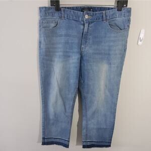 GIORDANO Womens Jeans Mid Rise Seasonal Fit Light‎ Wash Frayed Hem Size 28